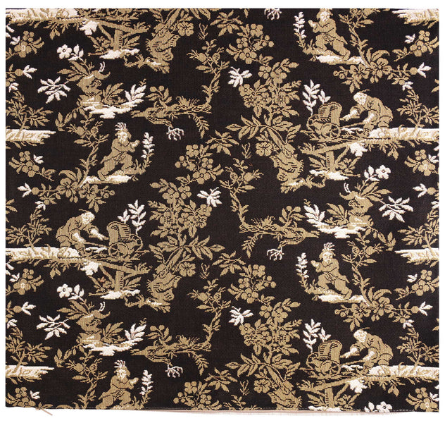 The Chinese on a Wheelbarrow Black French Tapestry Cushion