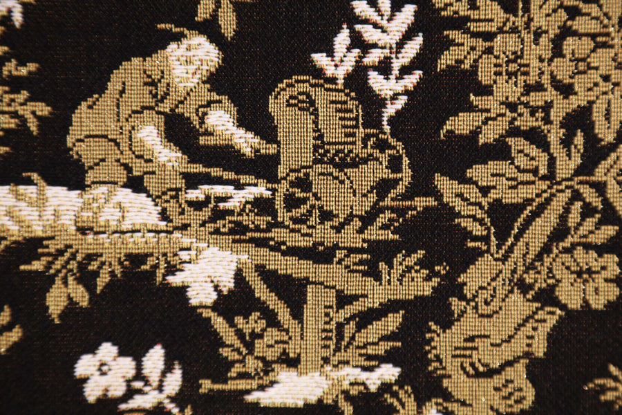 The Chinese on a Wheelbarrow Black French Tapestry Cushion