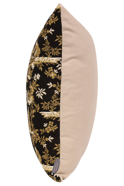 The Chinese on a Wheelbarrow Black French Tapestry Cushion