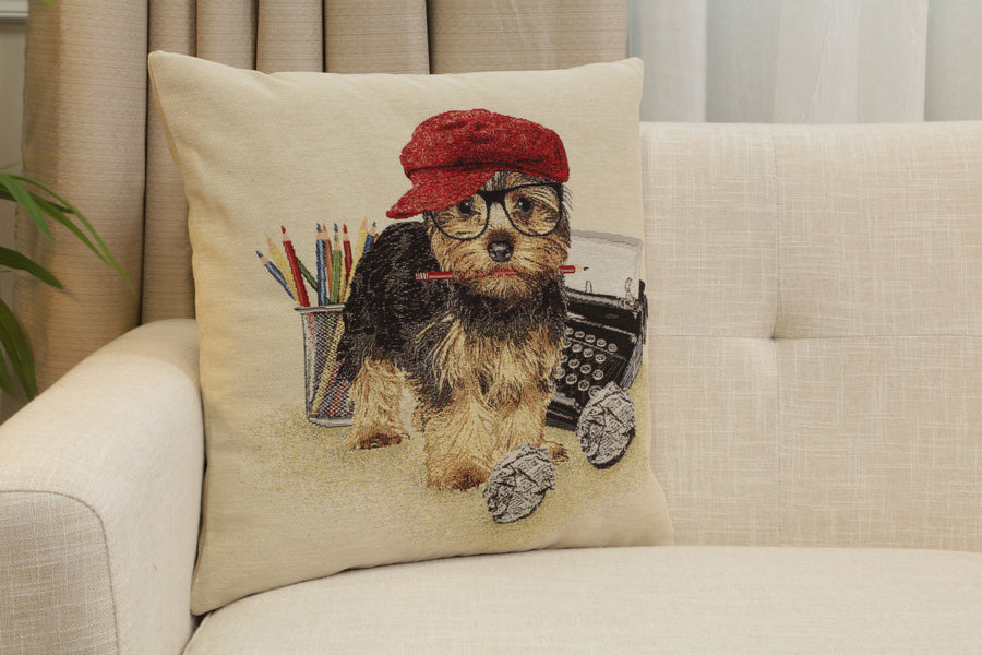 Writer Yorkie Cushion  Cover