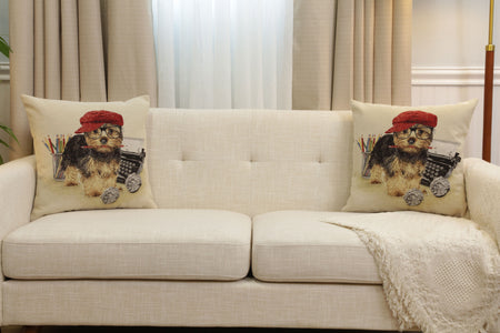Writer Yorkie Cushion  Cover