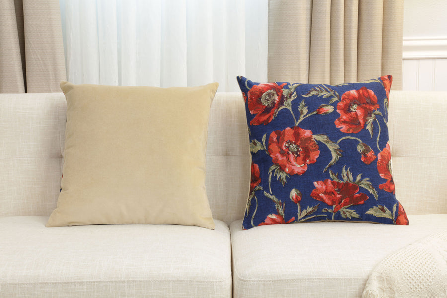 Coquelicots Blue European Cushion Cover