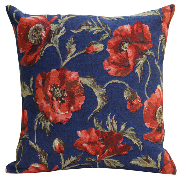 Coquelicots Blue European Cushion Cover