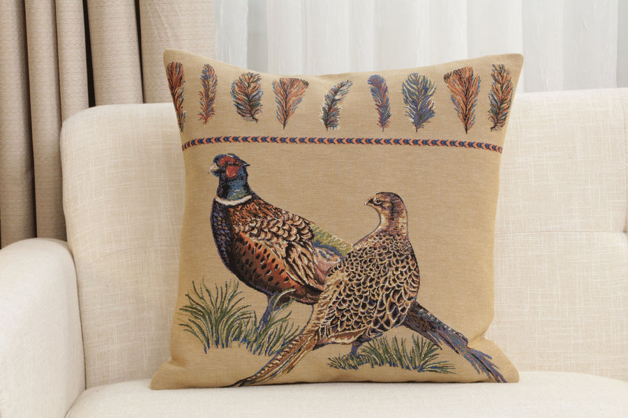 Pheasants Facing Left European Cushion Cover