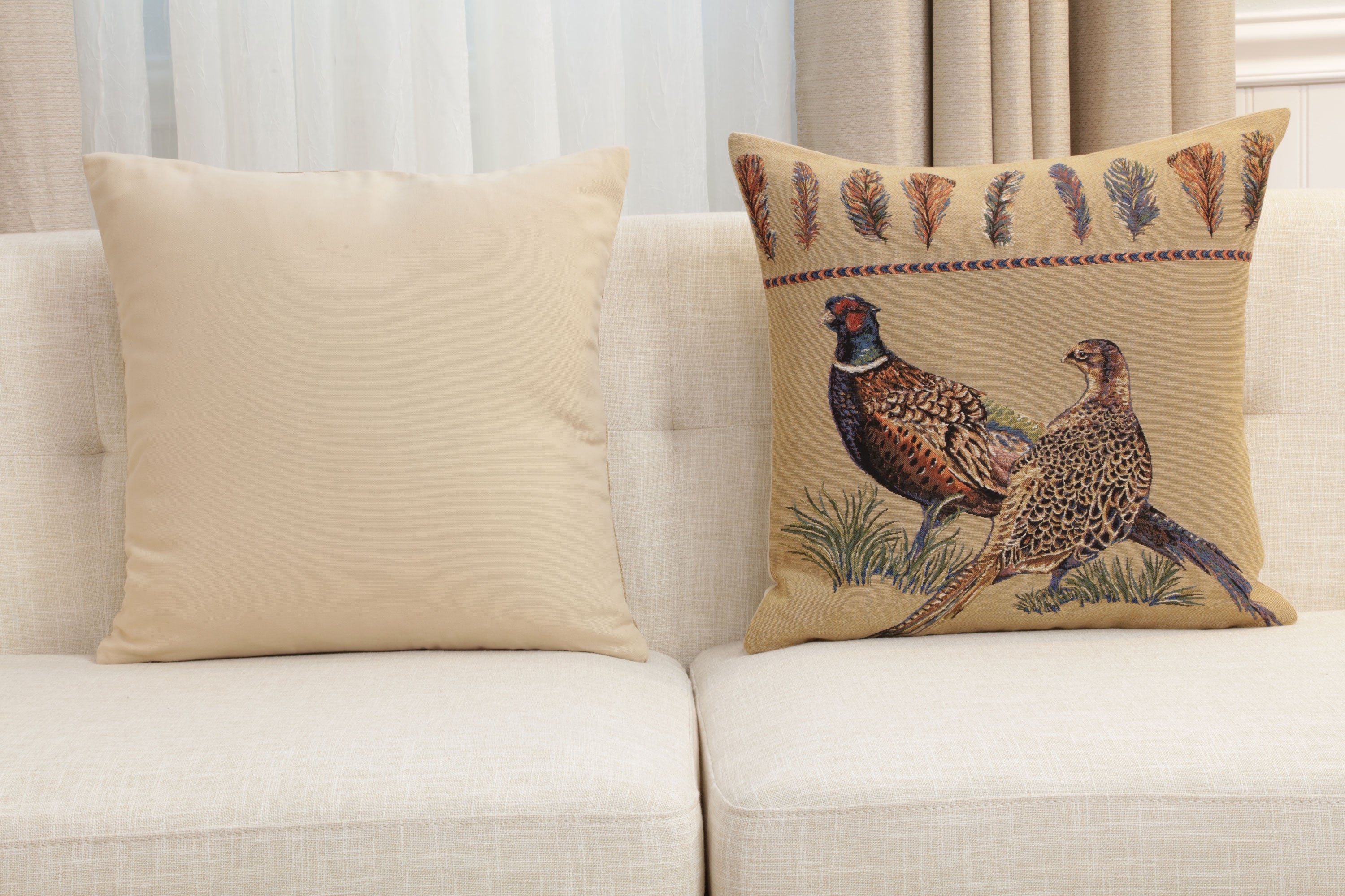 Pheasants Facing Left European Cushion Cover