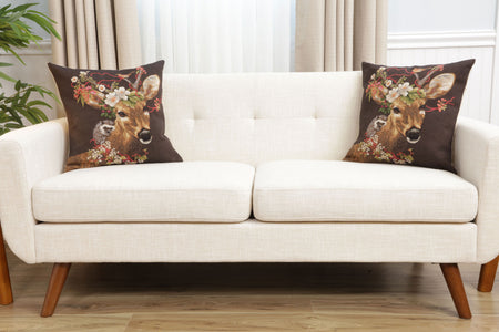 Forest Stag Brown European Cushion Cover