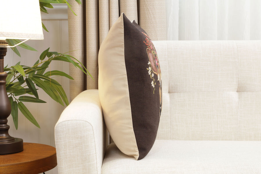 Forest Deer Brown European Cushion Cover