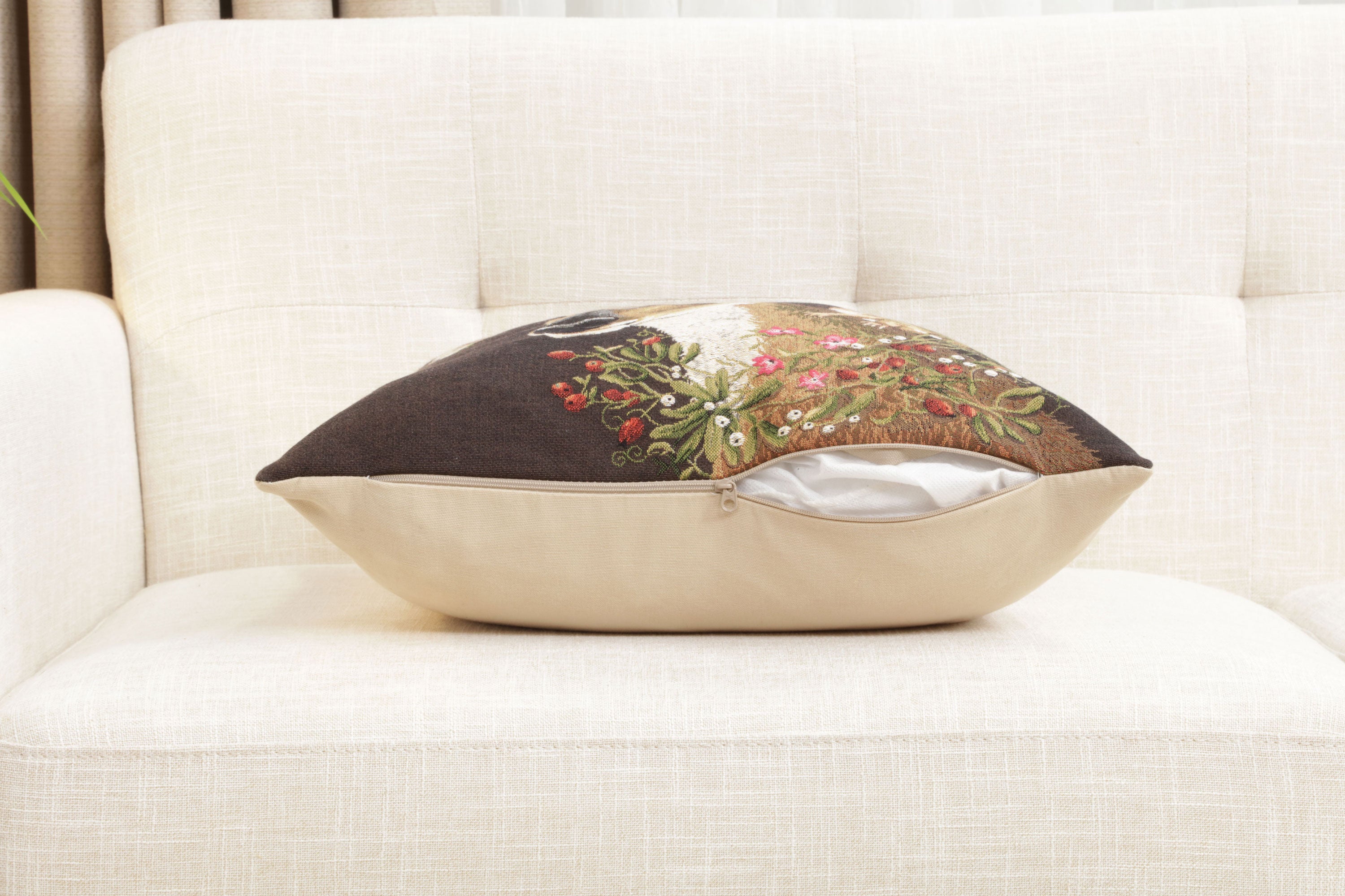 Forest Deer Brown European Cushion Cover