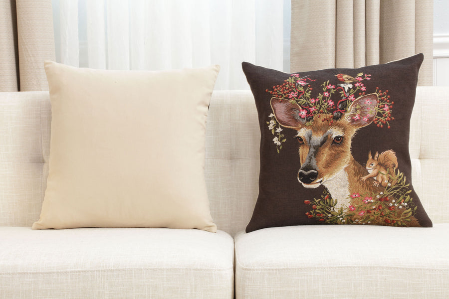 Forest Deer Brown European Cushion Cover