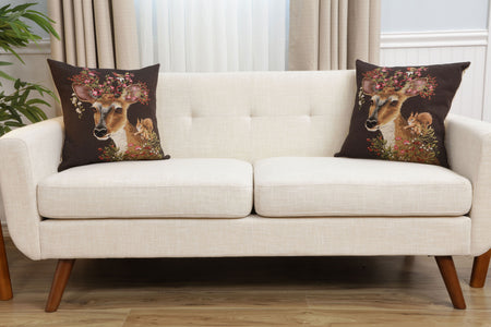 Forest Deer Brown European Cushion Cover