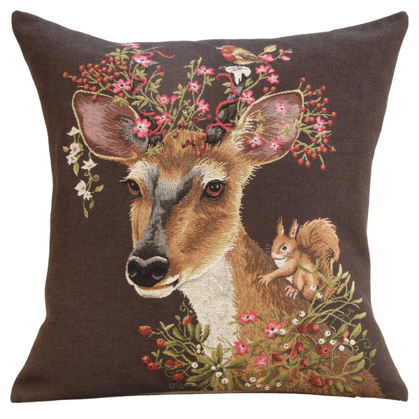 Forest Deer Brown European Cushion Cover