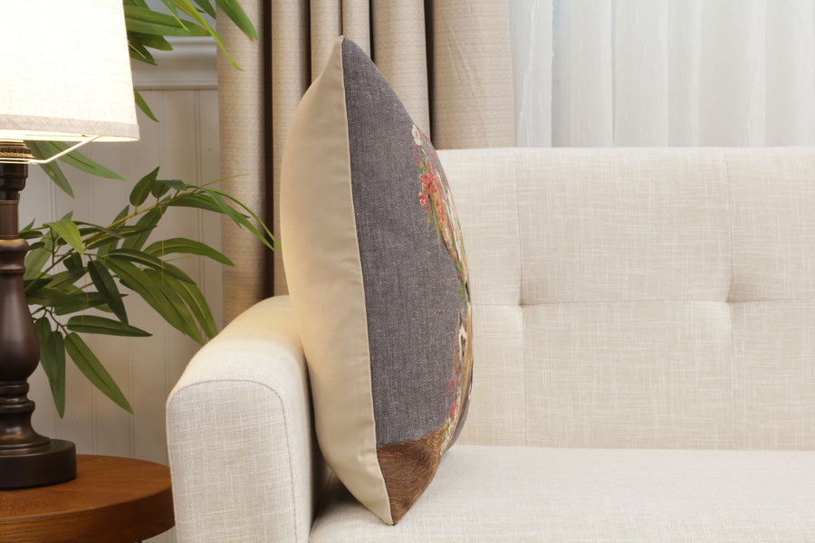 Forest Stag Grey European Cushion Cover