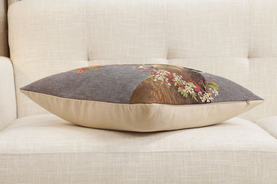 Forest Stag Grey European Cushion Cover