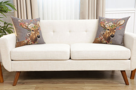 Forest Stag Grey European Cushion Cover