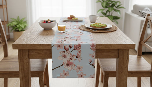 Cherry Blossom Blue French Tapestry Table Runner