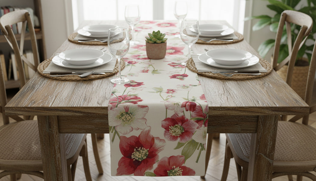 Hellebores White Runner French Tapestry Table Runner
