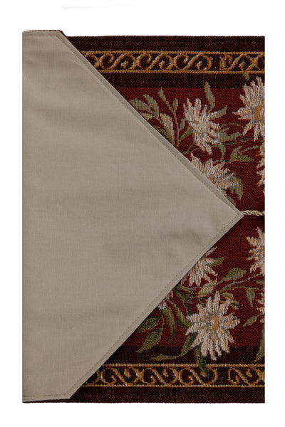 Aubusson Red Small French Tapestry Table Runner