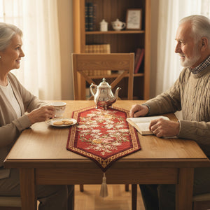 Aubusson Red Small French Tapestry Table Runner
