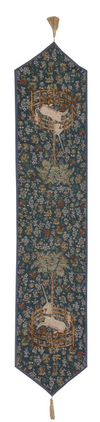 Licorne Captive Bleu Large French Tapestry Table Runner