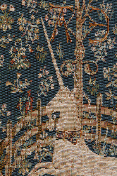 Licorne Captive Bleu Large French Tapestry Table Runner