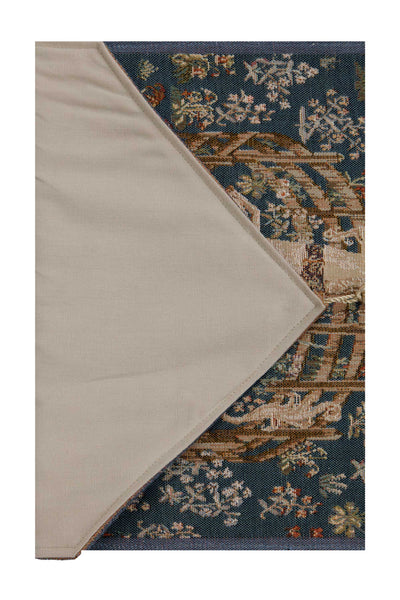 Licorne Captive Bleu Large French Tapestry Table Runner