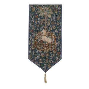 Licorne Captive Bleu Large French Tapestry Table Runner