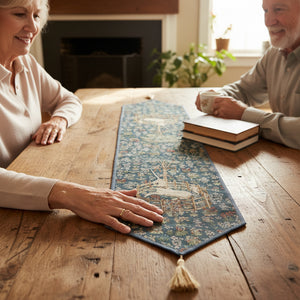 Licorne Captive Bleu Large French Tapestry Table Runner