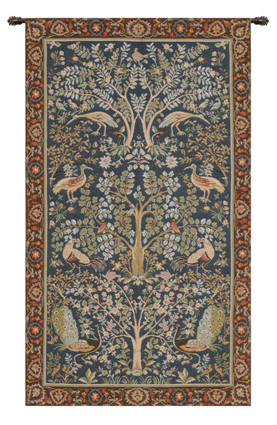 Tree and Birds in Blue French Tapestry