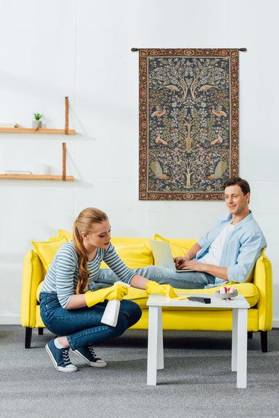 Tree and Birds in Blue French Tapestry