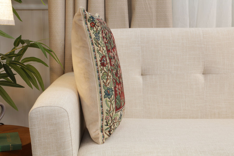 Tree of Life Red Belgian Cushion Cover