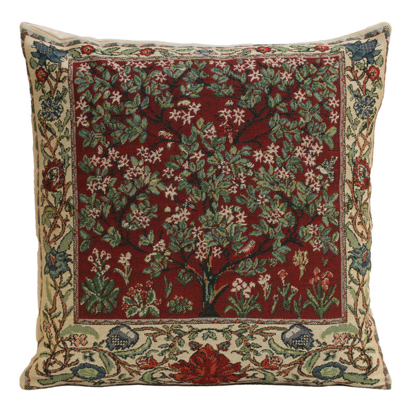 Tree of Life Red Belgian Cushion Cover