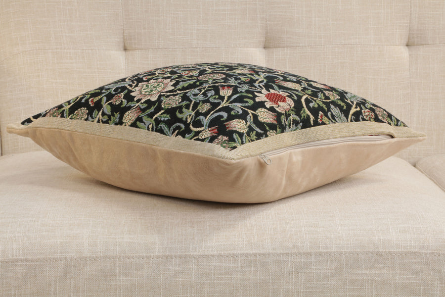 Fleur de Morris Black Belgian Cushion Cover