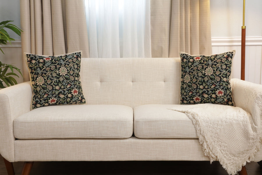 Fleur de Morris Black Belgian Cushion Cover