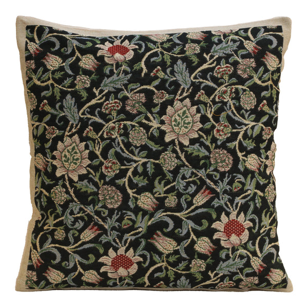 Fleur de Morris Black Belgian Cushion Cover