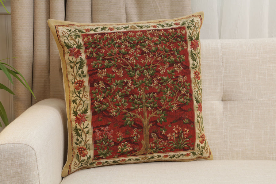 Tree of Life Red I European Cushion Cover