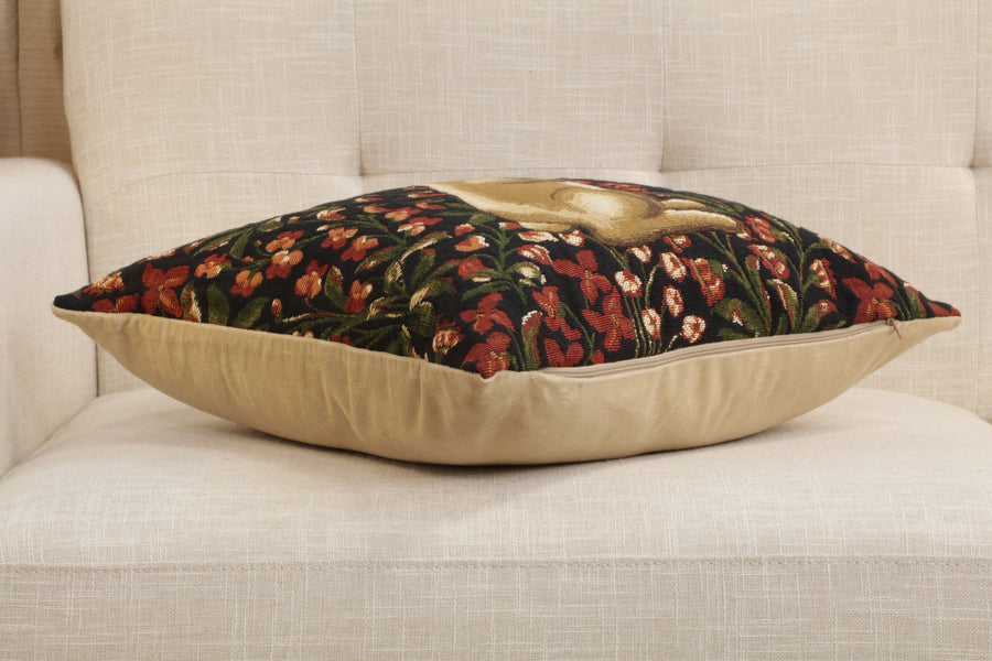 Medieval Rabbit with Flowers Standing European Cushion Cover