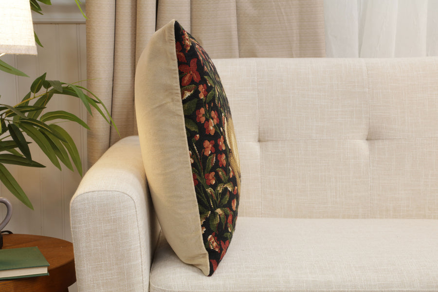 Medieval Rabbit with Flowers Running European Cushion Cover