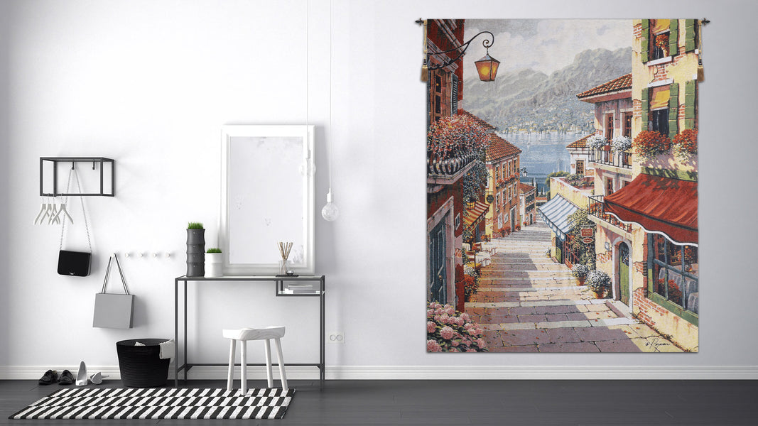 Bellagio Village no Border Belgian Tapestry Wall Hanging