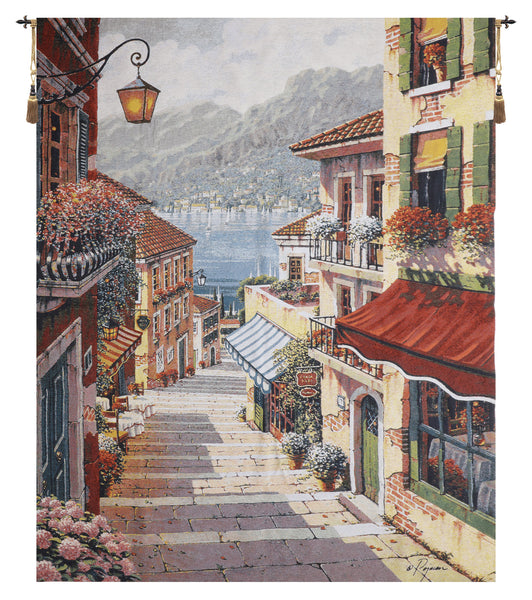 Bellagio Village no Border Belgian Tapestry Wall Hanging