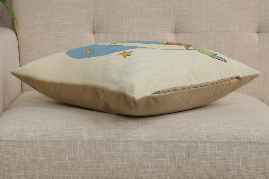 The Little Prince with a Fox on the Moon European Cushion Cover