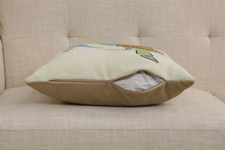 The Little Prince with a Fox on the Moon European Cushion Cover