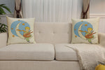 The Little Prince with a Fox on the Moon European Cushion Cover