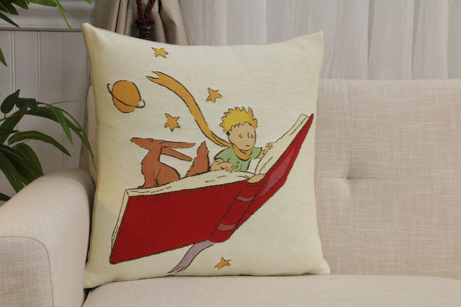 The Little Prince Reading a Book European Cushion Cover