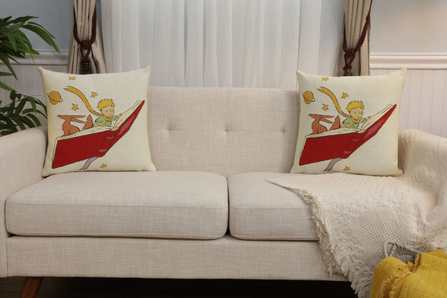 The Little Prince Reading a Book European Cushion Cover