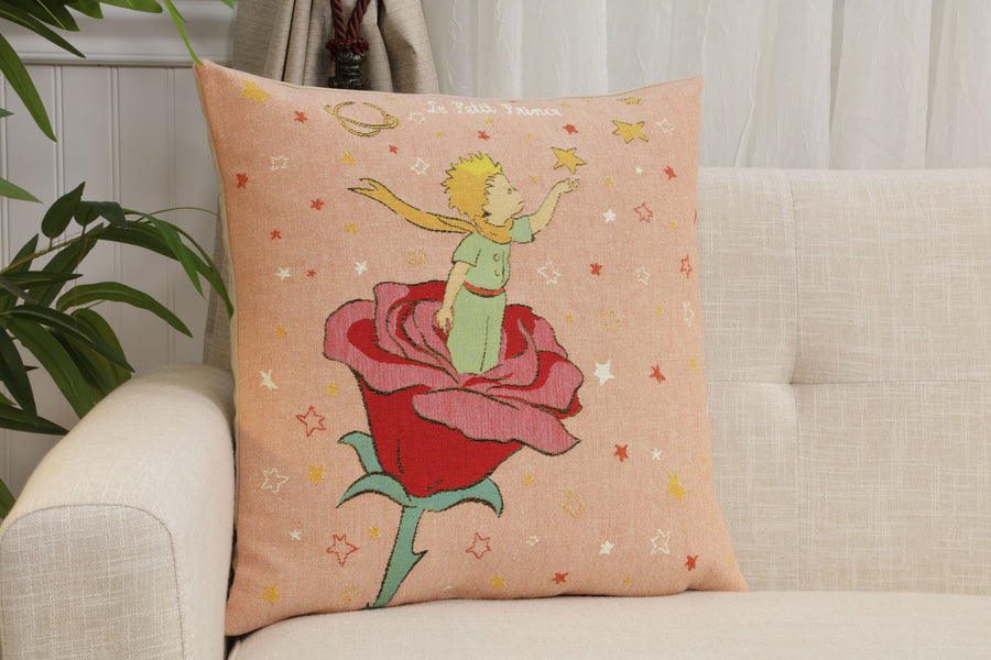 The Little Prince Standing on a Rose European Cushion Cover