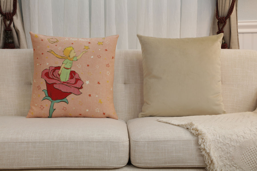 The Little Prince Standing on a Rose European Cushion Cover