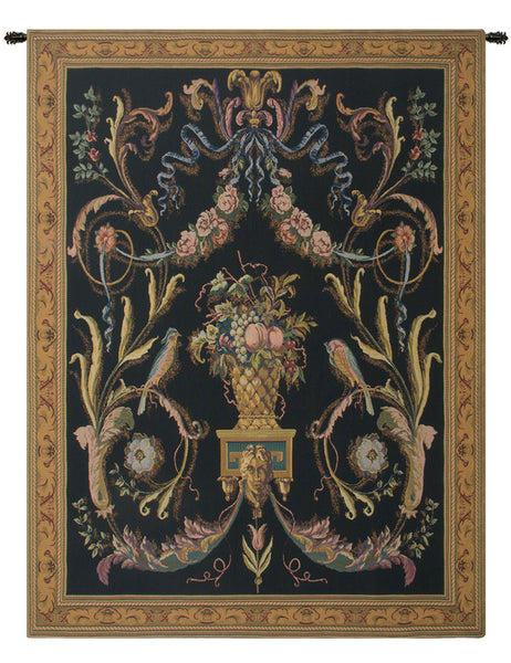 Birds Black Belgian Tapestry Wall Hanging
