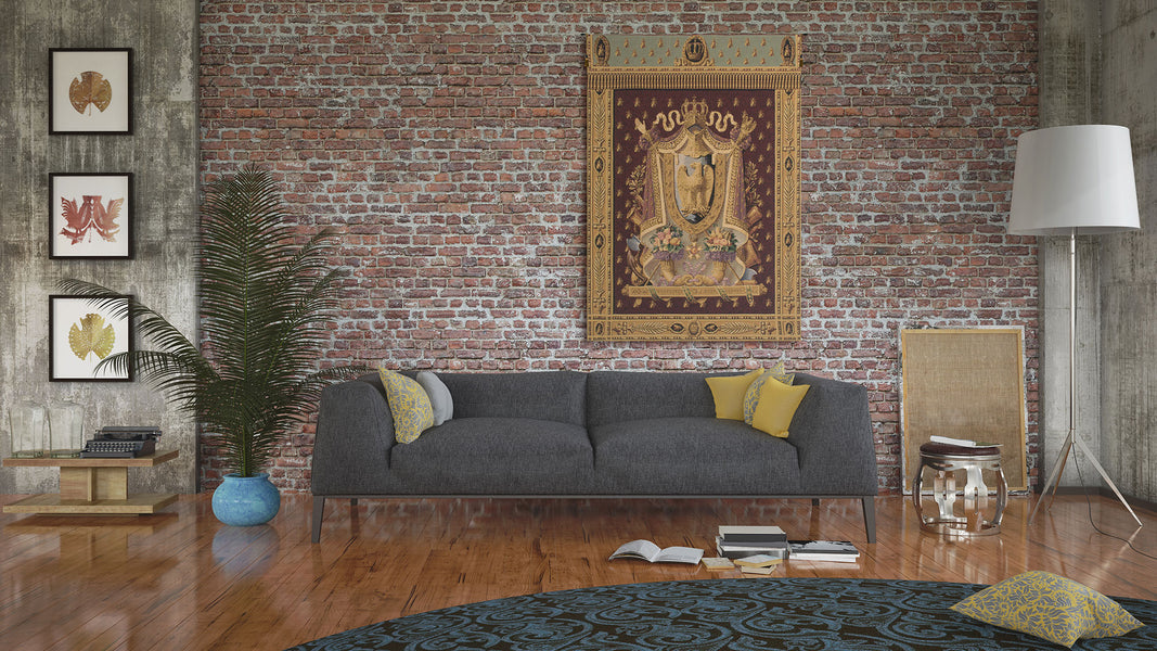 Napolean Burgundy Belgian Tapestry Wall Hanging