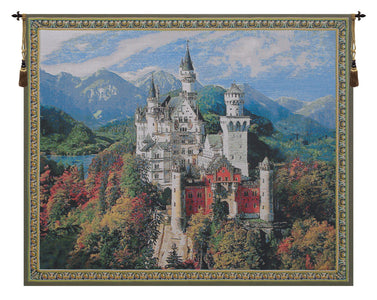 Neuschwanstein Castle Bright Belgian Tapestry Wall Hanging