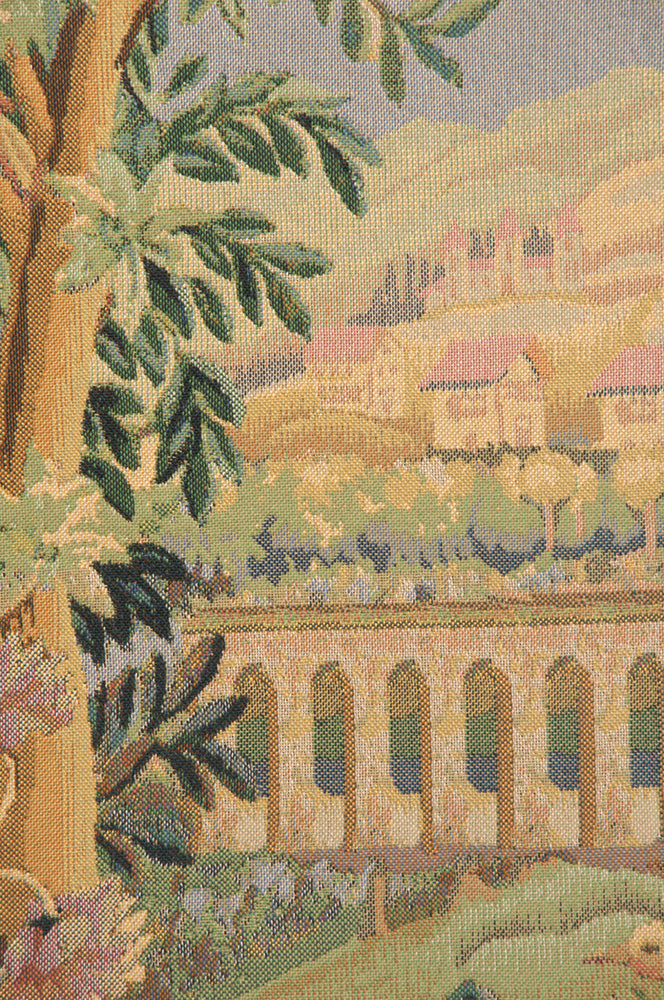 Bridge With Bird I Belgian Tapestry Wall Hanging